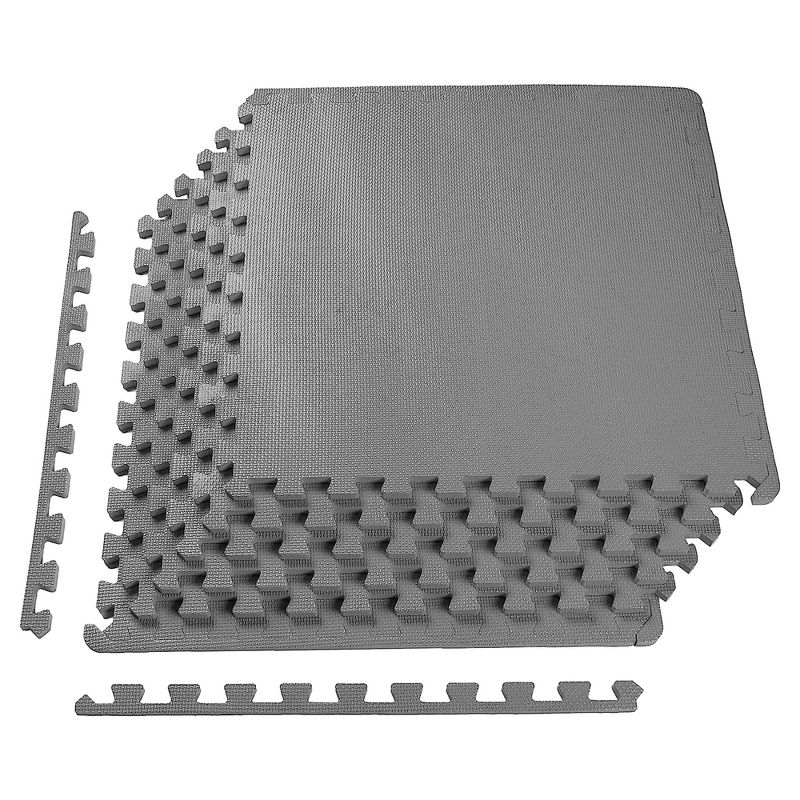 BalanceFrom Fitness 24 Square Foot Interlocking Extra Thick 1/2 Inch High Density Nonslip Exercise Mat Tiles with 6 24 x 24 Inch Pieces, Gray
