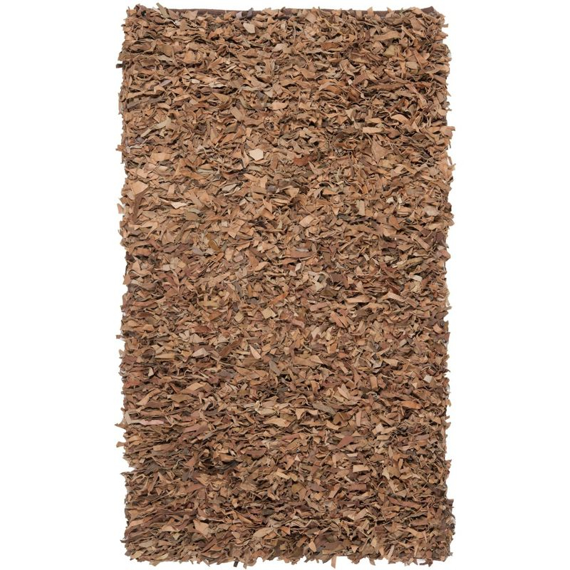 Leather Shag LSG511 Handwoven Accent Rug - Brown - 3'x5' - Safavieh