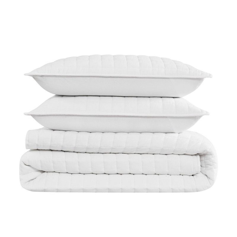 Brooklyn Loom 3pc Full/Queen Flax Linen Quilt Set White