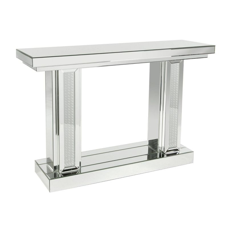 Glam Wood Console Table Silver - Olivia & May: Mirrored, Fixed Shelf, Indoor Use