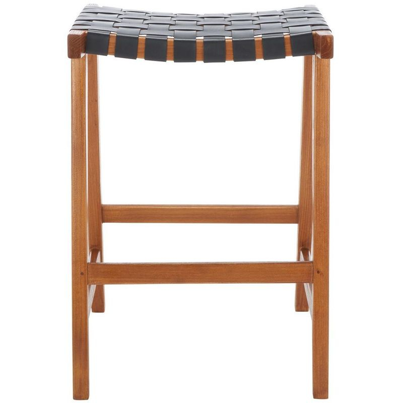 Abreu Rectangle Counter Stool - Black/Natural - Safavieh