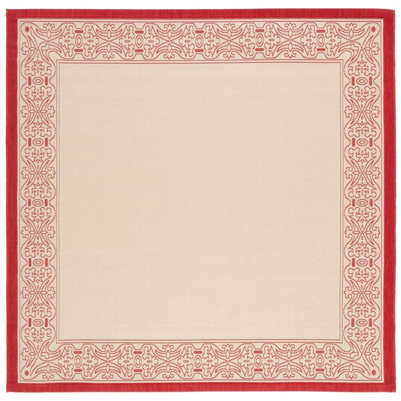 Courtyard CY2099 Power Loomed Indoor/Outdoor Area Rug - Natural/Red - 6'7"x6'7" - Safavieh.