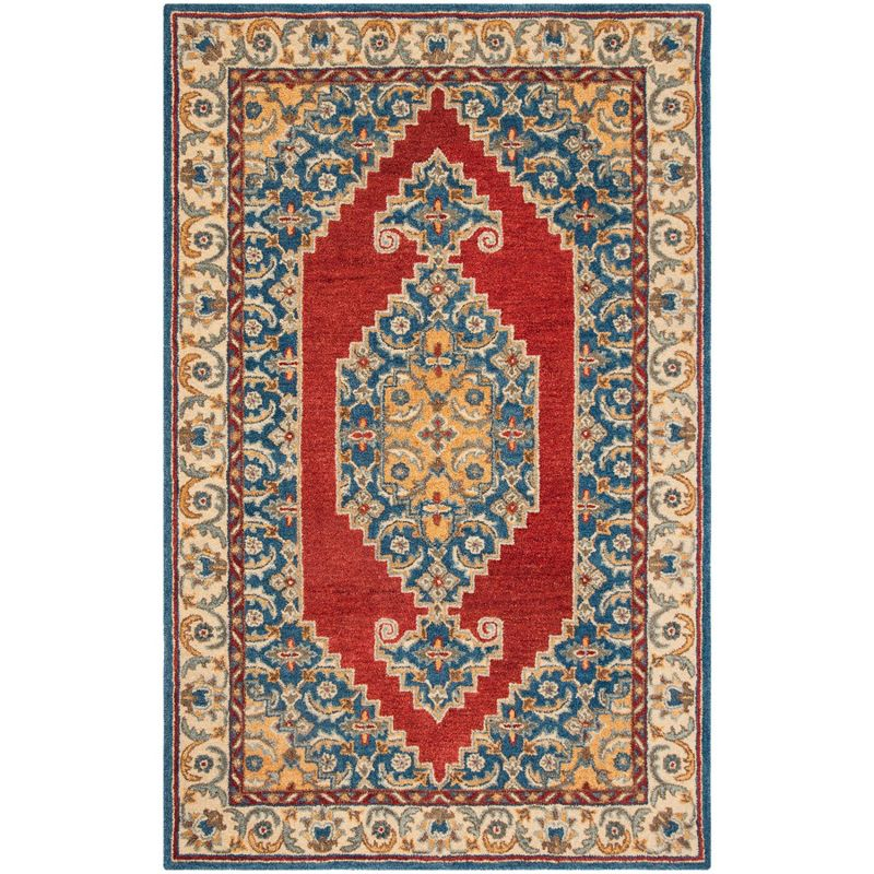 Antiquity AT505 Hand Tufted Area Rug - Blue/Red - 4'x6' - Safavieh.