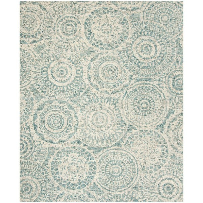 Abstract ABT205 Handmade Indoor Area Rug - Ivory/Blue - 9'x12' - Safavieh