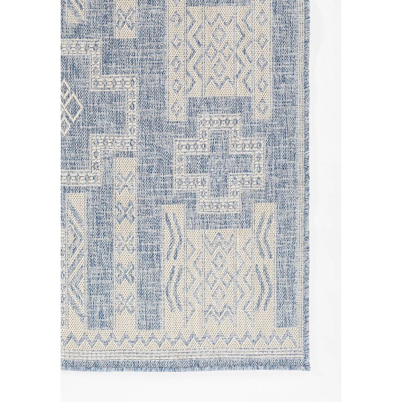 Momeni 3'3"x5' Hampton Jaxon Machine Loomed Indoor/Outdoor Area Rug Blue: Geometric Rectangle, Low Pile Polypropylene