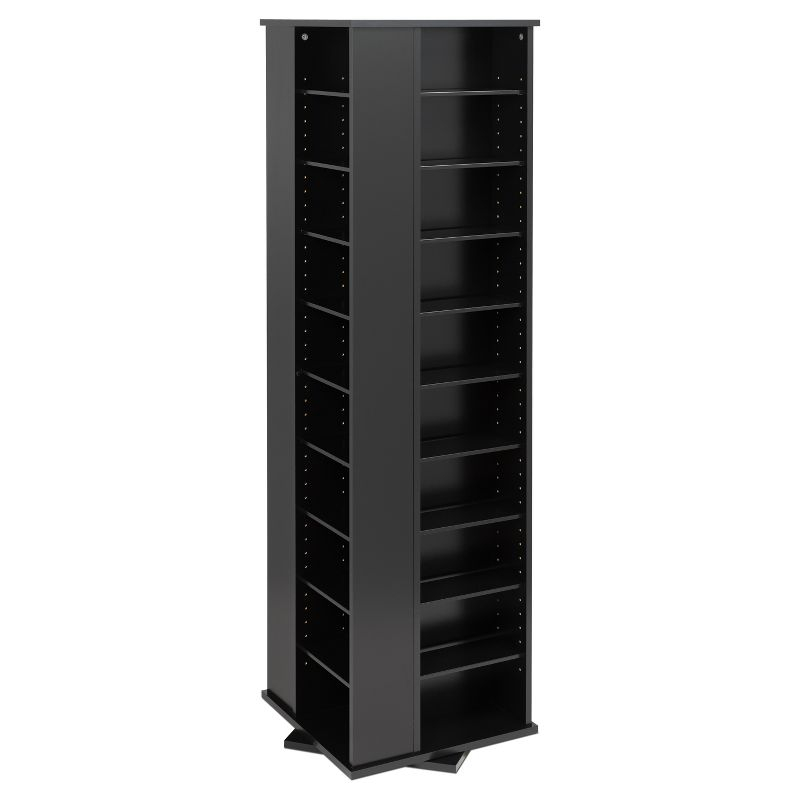 4 Sided Spinning Media Storage Black - Prepac: Holds 1040 CDs, 476 DVDs, Adjustable Shelves