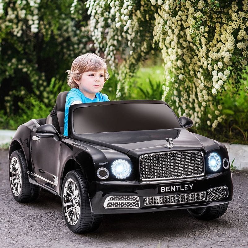 Aosom Bentley 12V Ride on Car with Remote Control, Battery Powered Car with Sound, LED Lights, MP3, Horn, Music, 2 Motors, for 37-72 Months, Black