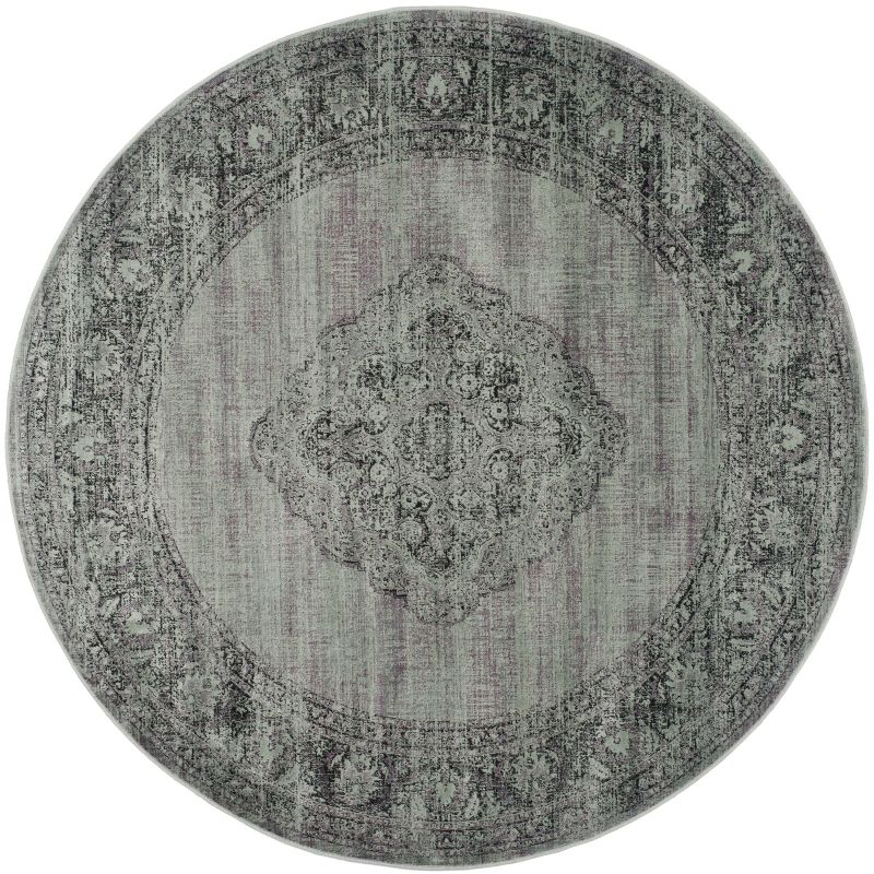 Vintage VTG112 Power Loomed Indoor Skid-Resistant Area Rug - Light Blue - 6' Round - Safavieh