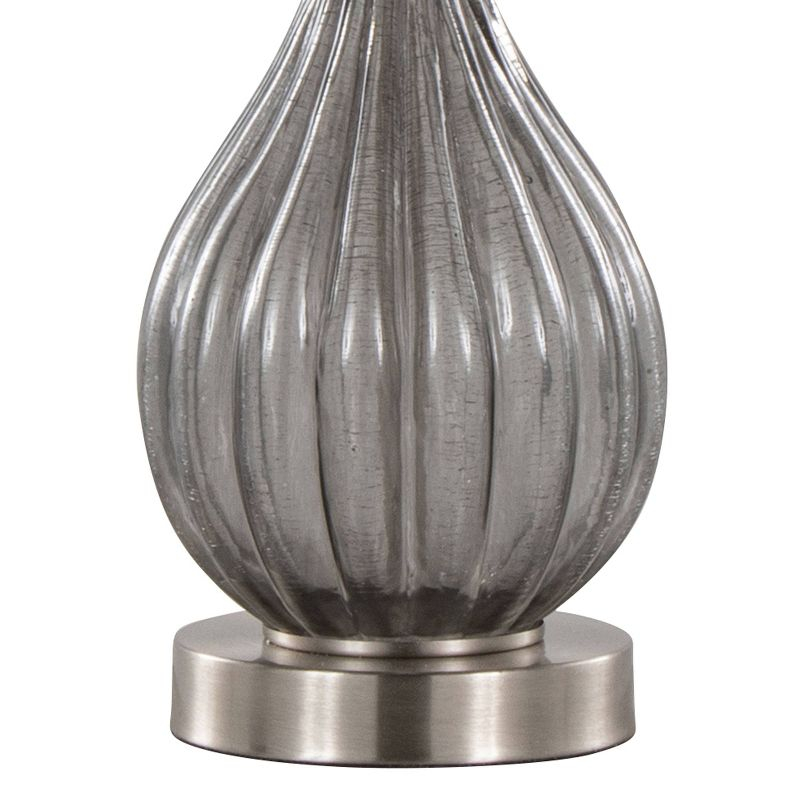 LumiSource (Set of 2) Jenny 27" Contemporary Glass Table Lamps Clear Smokey Brushed Nickel and White Shade from Grandview Gallery: UL Listed