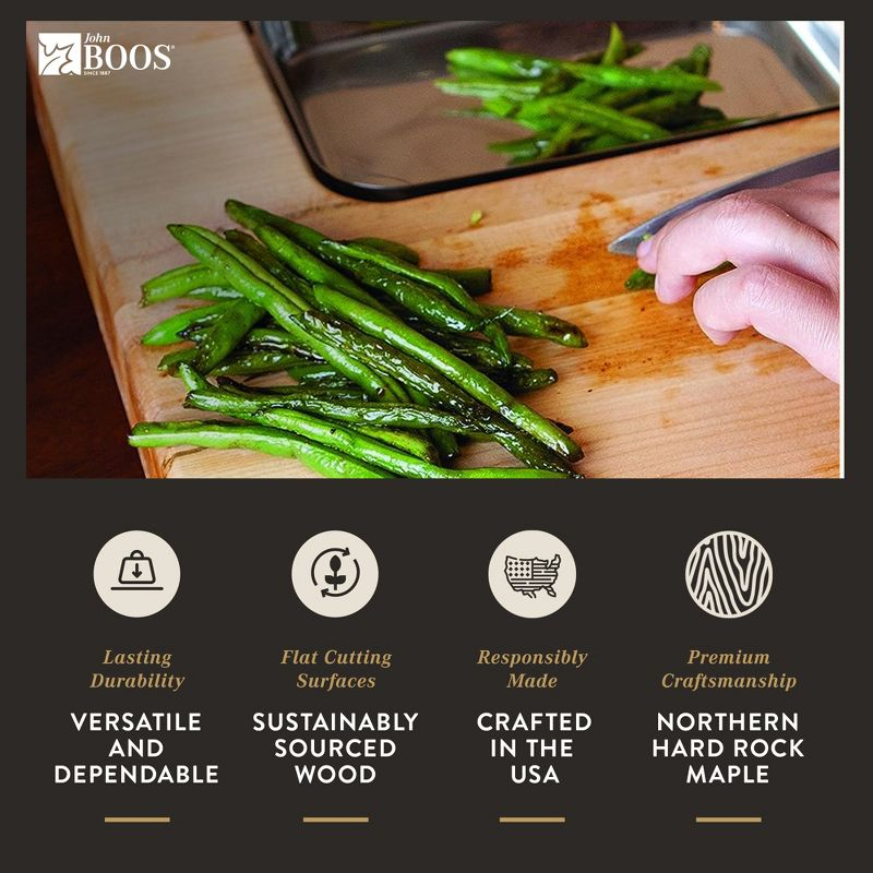 John Boos Boos Block Newton Prep Master Reversible Wood Cutting Board with Juice Groove and Pan, 2.25-Inch Thickness, 15" x 14" x 2 1/4", Maple