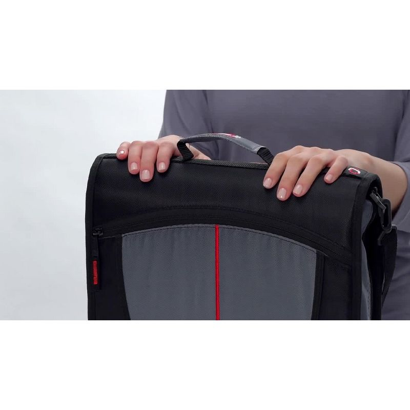 Case-it 3" Nylon Round Ring Zip Binder with Internal/External Pockets Black: Zipper Binder, 575 Sheet Capacity, 8 Pockets