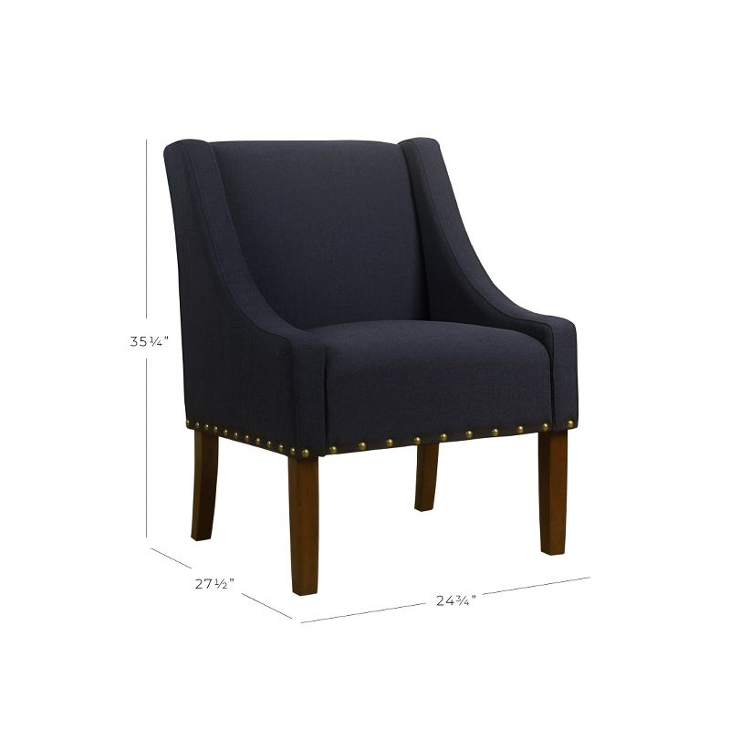Modern Swoop Accent Chair with Nailhead Trim Navy - HomePop