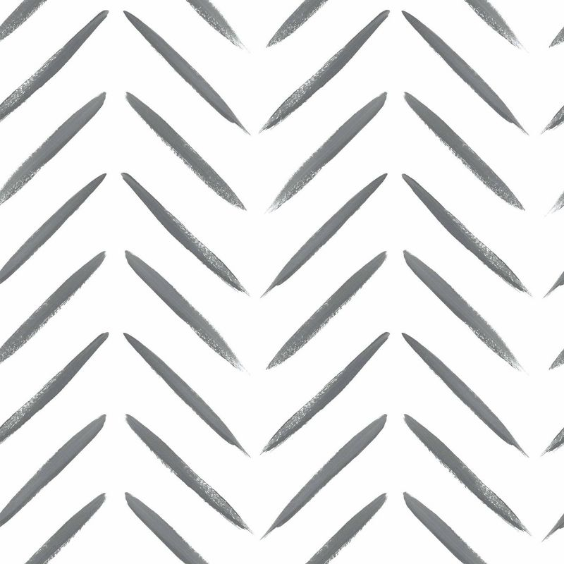 Holden Chevron Brush Marks Black and White Wallpaper: Modern Non-Pasted Paper, Classic Pattern, Washable, 33ft x 20.8in