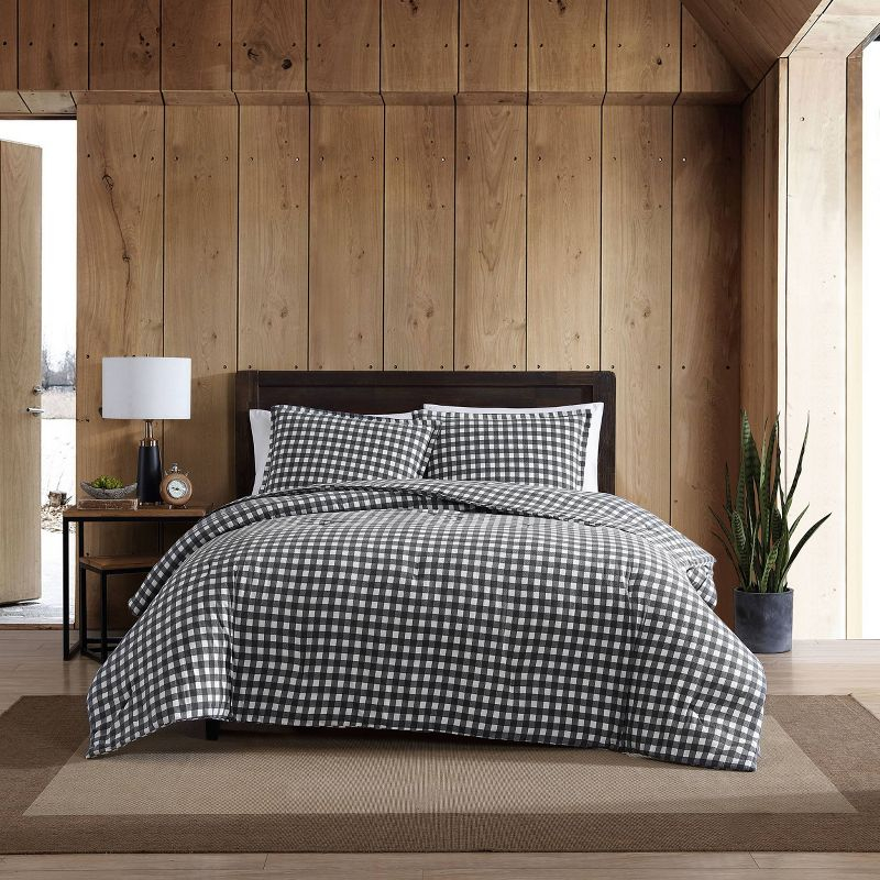 Eddie Bauer Eddie Bauer Preston Grey Cotton Flannel Reversible Comforter Set