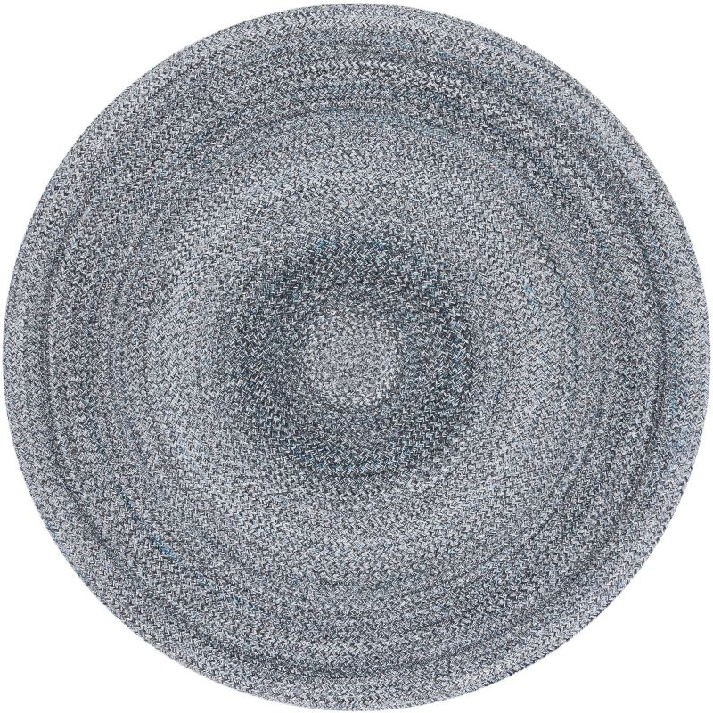 Braided BRD804 Hand Woven Area Rug - Dark Gray/Light Blue - 5' round - Safavieh.