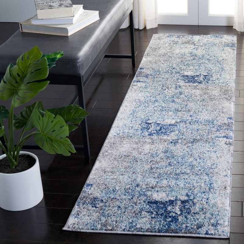 Aston ASN705 Power Loomed Indoor Runner Rug - Light Blue/Grey - 2'x8' - Safavieh