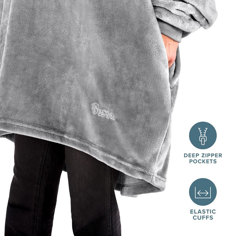 Adult Bare Homey B-Chill Microplush Wearable Blanket, Grey