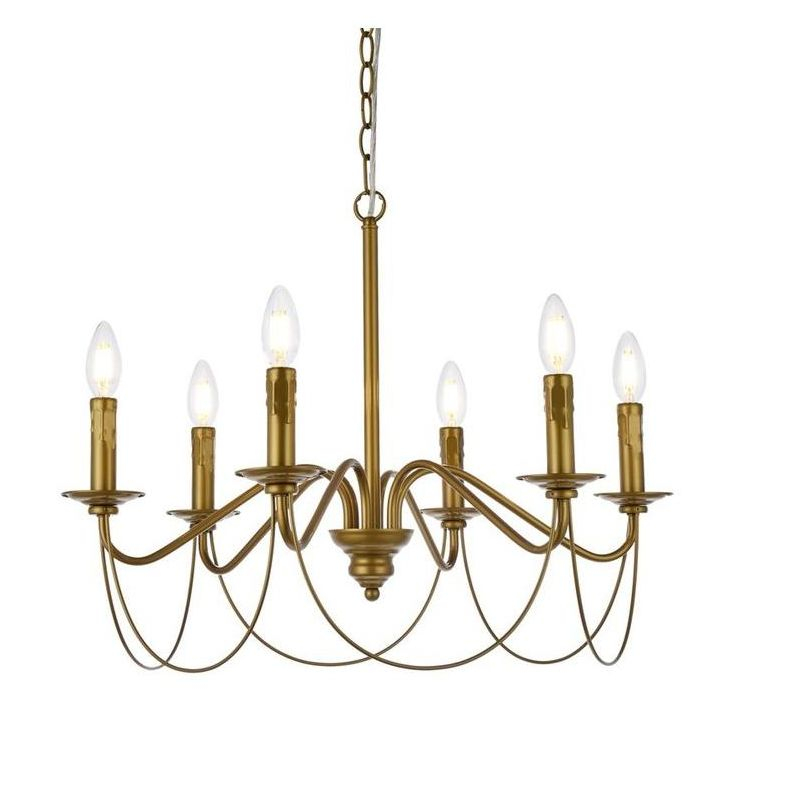 Elegant Lighting Westley 6 lights pendant in brass