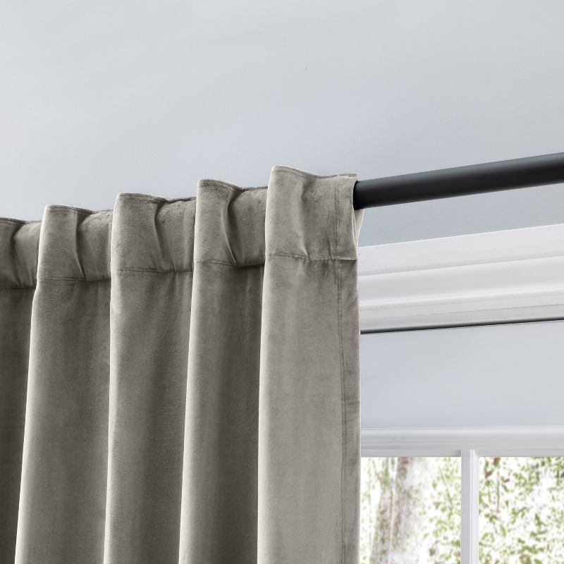 Ricardo Velvet Rod Pocket w/Back Tabs Panel w/Blackout Lining 50x63 Slate Grey
