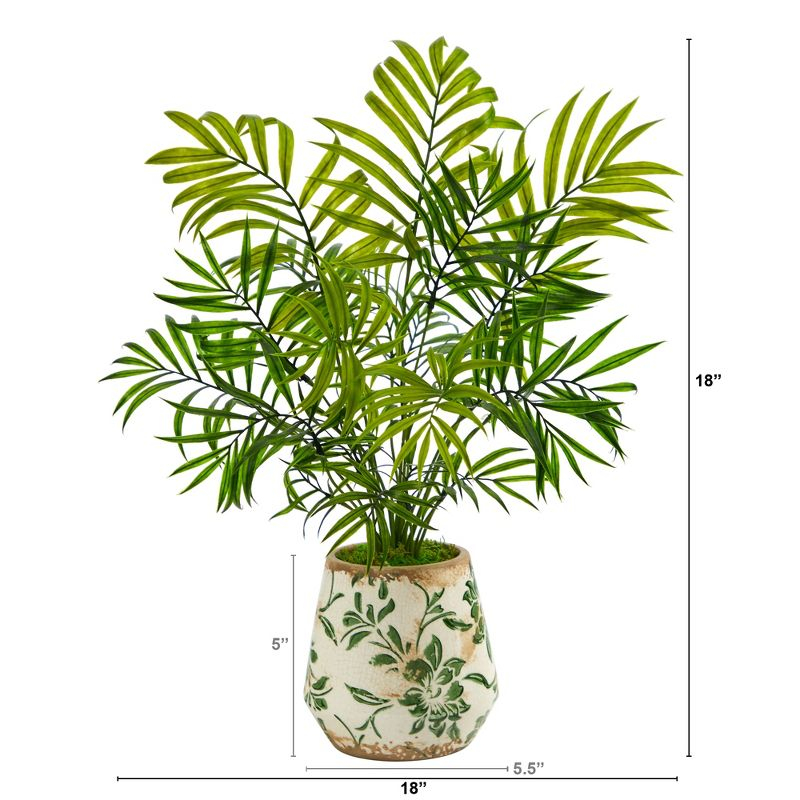 Primrue 18in. Mini Areca Palm Artificial Plant in Floral Vase