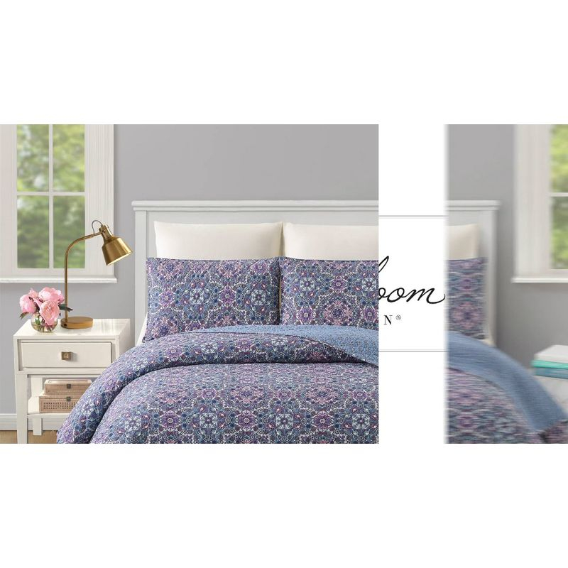 Modern Heirloom 3pc Full/Queen Lavender Florals Bedding Set Purple