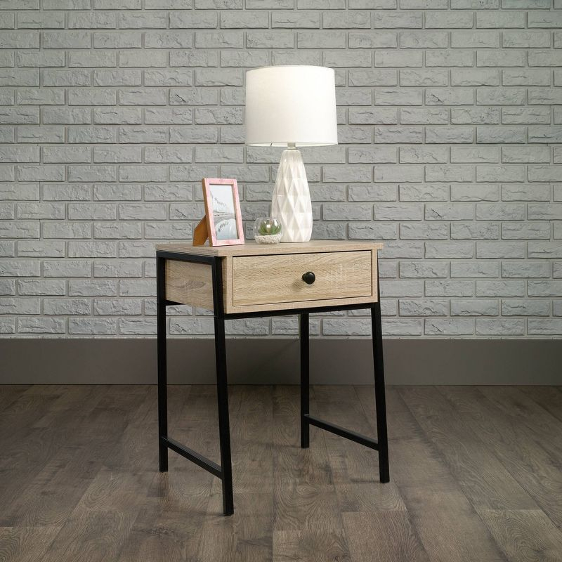 North Avenue Nightstand Charter Oak - Sauder: Metal Frame, Mid-Century Modern, Storage Drawer