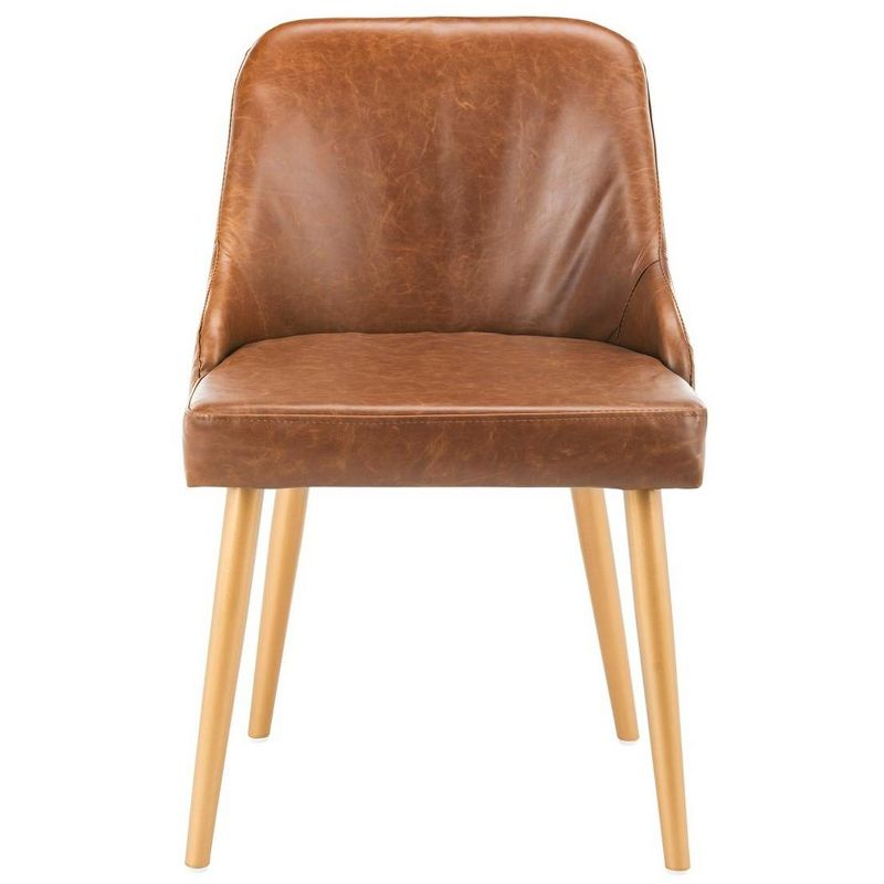 Lulu Upholstered Dining Chair (Set of 2) - Light Brown/Gold - Safavieh