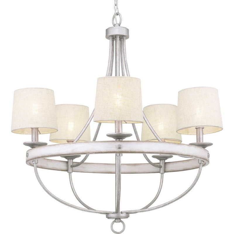 Progress Lighting Gulliver 5-Light Chandelier, Graphite Finish, Wood Grained Texture Shade