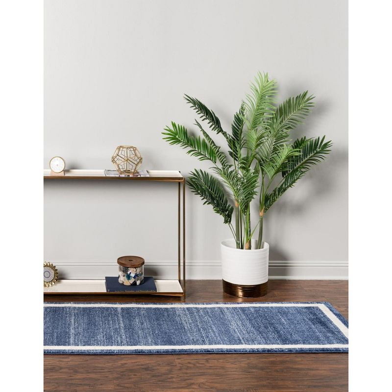 Unique Loom Del Mar Collection Area Rug - Maria (2' 7" x 10' Runner Navy Blue/Ivory)