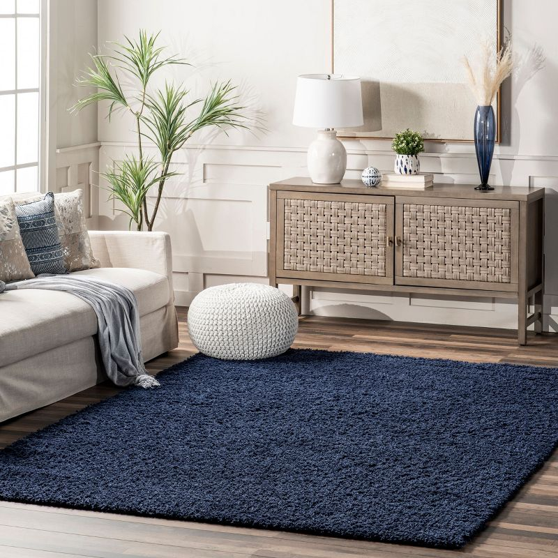 Nuloom Marleen Solid 2x3 Accent Shag Indoor Area Rug for Living Room Bedroom Dining Room Nursery Entryway, Navy
