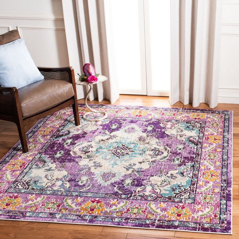 Monaco MNC243 Power Loomed Indoor Area Rug - Violet/Light Blue - 5'x5' - Safavieh.