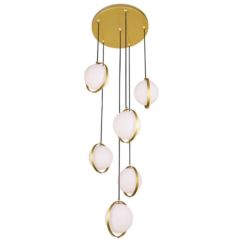 CWI Lighting,Da Vinci 6 Light Multi Light Pendant With Brass Finish