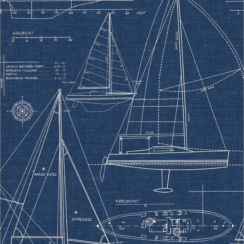 NextWall Navy Blue Yacht Club Peel and Stick Wallpaper