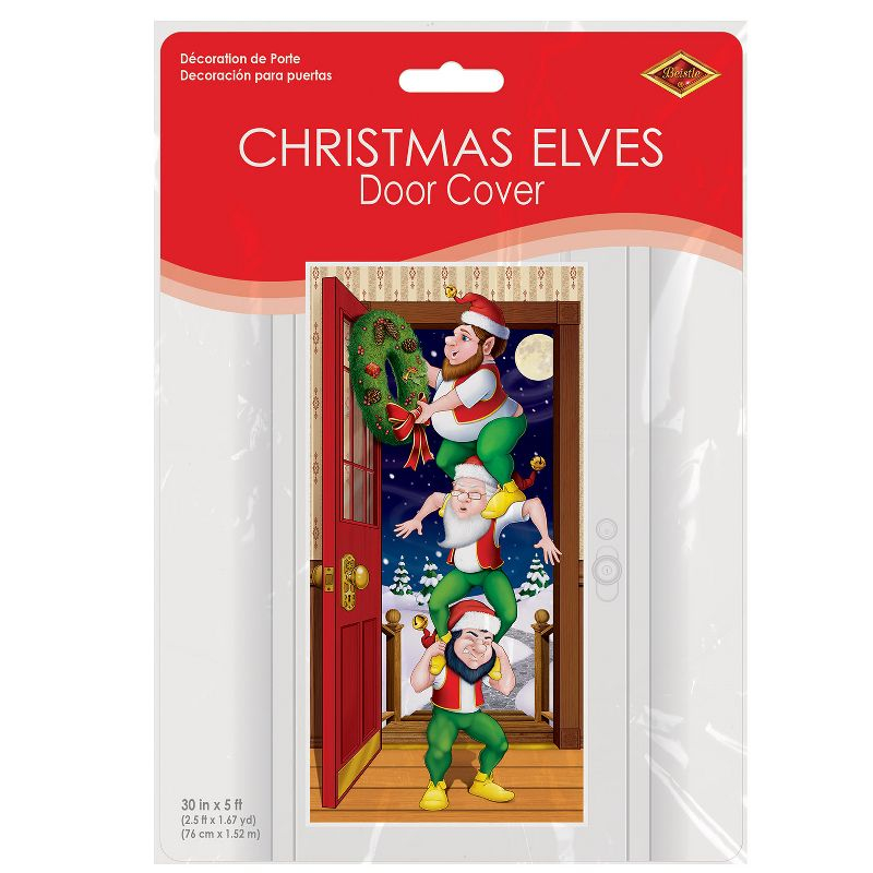 Beistle Christmas Elves Door Cover, 5' x 30", (2/Pkg) Multicolored