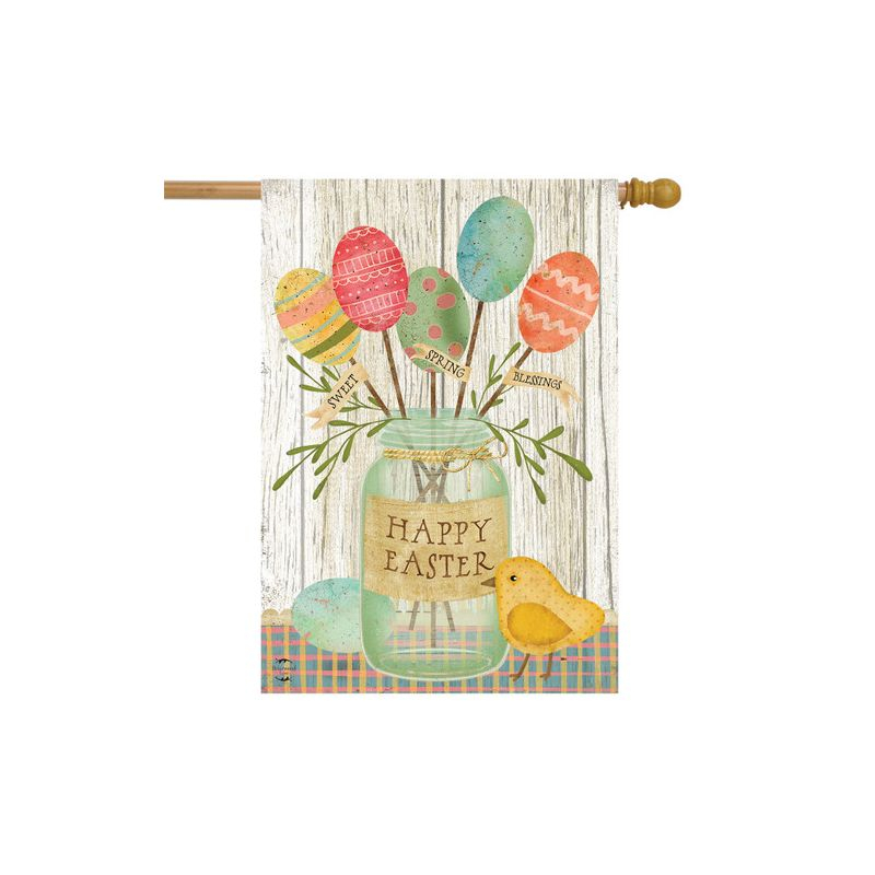 Spring Egg Bouquet Easter House Flag Primitive Chick 28" x 40" Briarwood Lane
