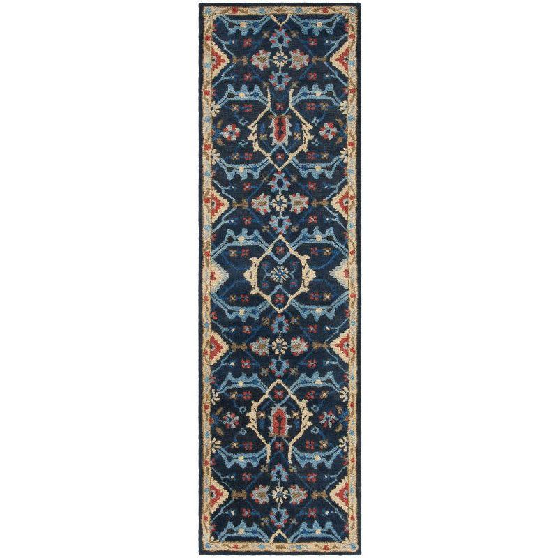 Heritage HG416 Hand Tufted Runner Rug - Navy/Multi - 2'3"x8' - Safavieh.