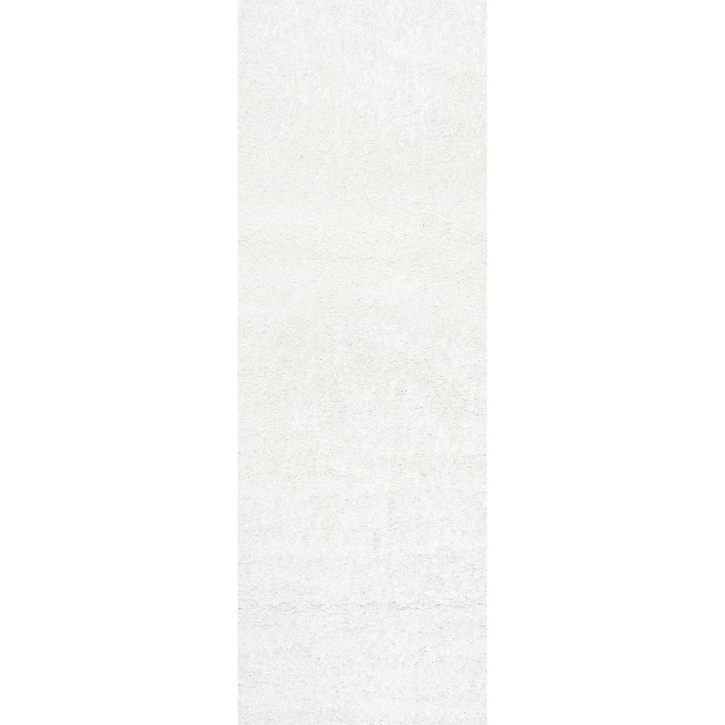 Nuloom Marleen Solid 2x6 Runner Shag Indoor Area Rug for Living Room Bedroom Dining Room Nursery Entryway Hallway, Off White