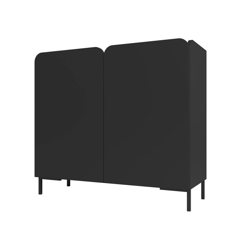 Manhattan Comfort Bogardus Mid - Century Modern 4 Shelf Accent Cabinet Black: Painted Particle Board, Fixed Shelves, Anti-Tip Hardware