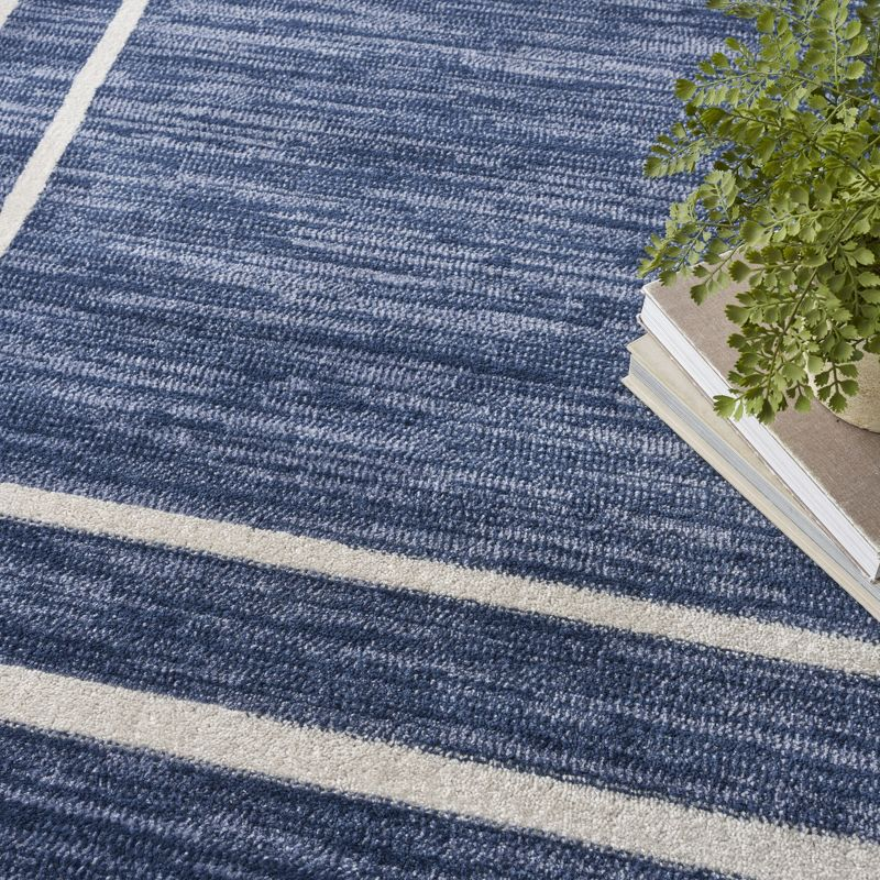 Nourison Essentials 10' x 14' Navy/Ivory Contemporary Indoor/Outdoor Rug