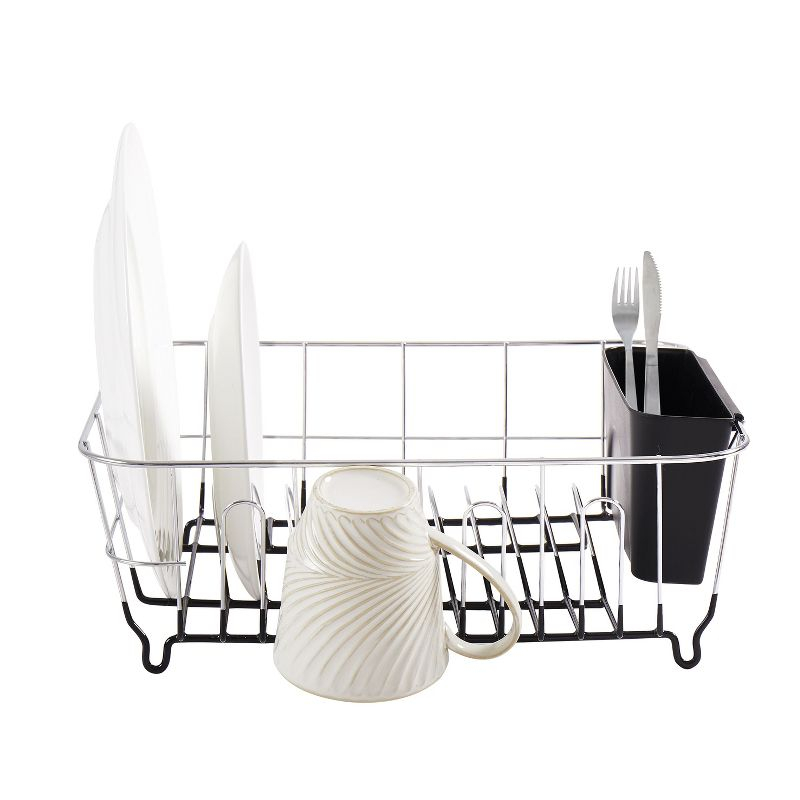 Chrome Plated Steel 2-Piece Small Dish Drainer - Black