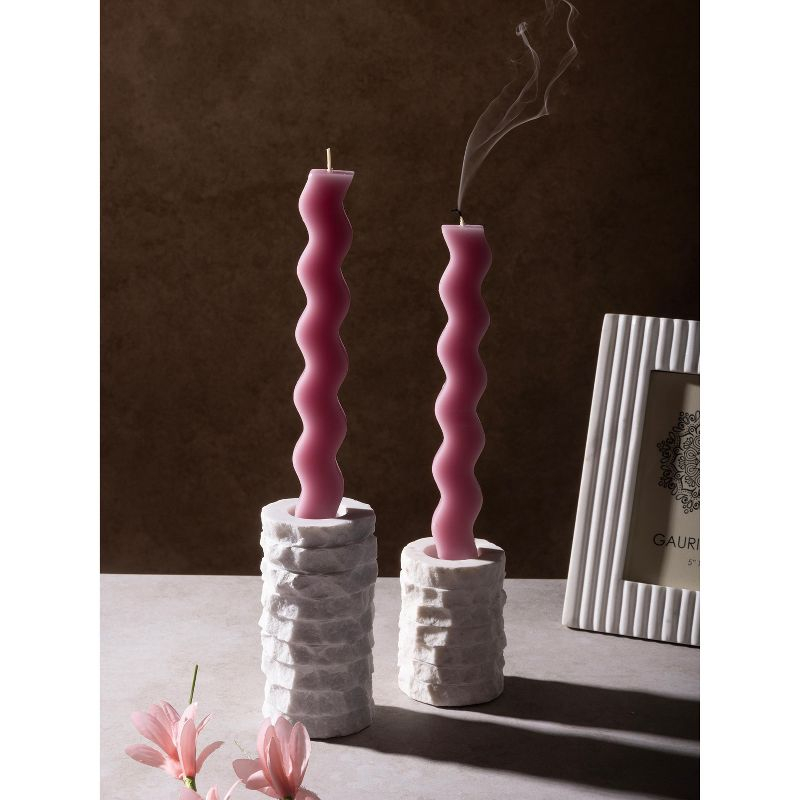 Flores Marble Taper Candle Holder, Set of 2