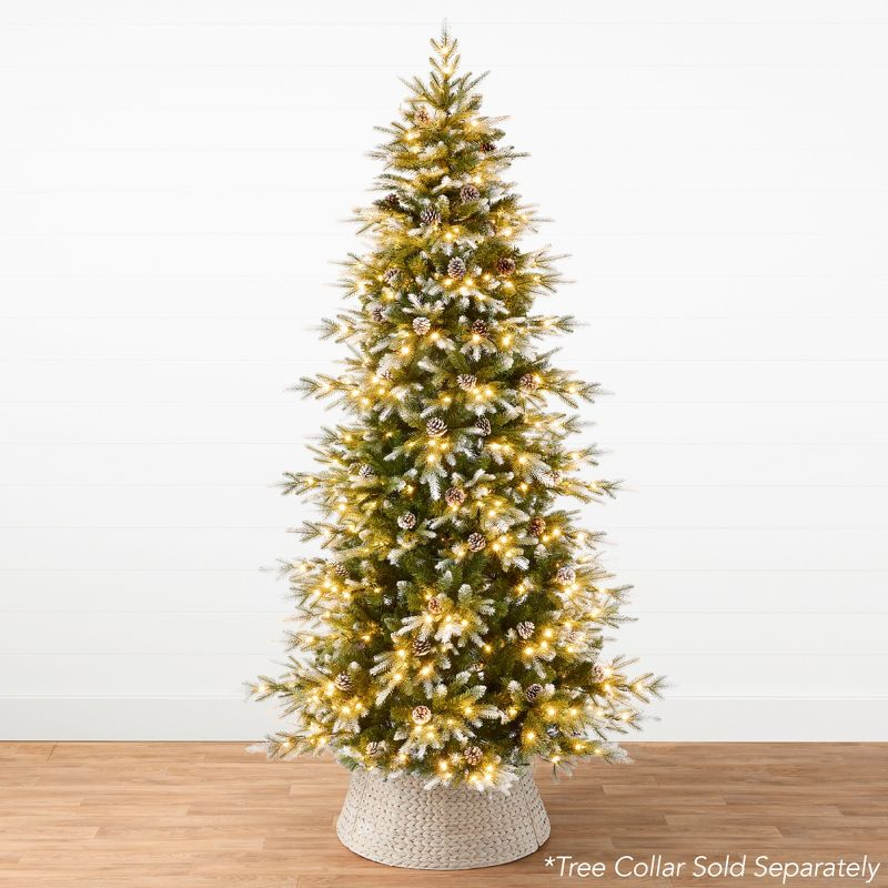 Best Choice Products 7.5ft Pre-Lit Flocked Aspen Noble Fir Christmas Tree w/ 2,136 Branch Tips, 400 LED Lights