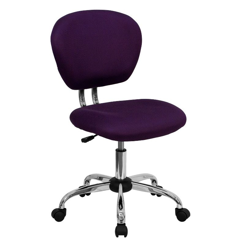 Emma and Oliver Mid-Back Purple Mesh Swivel Task Office Chair with Chrome Base