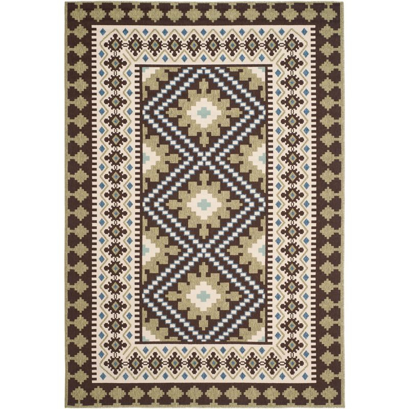 Veranda VER099 Power Loomed Indoor/Outdoor Area Rug - Chocolate/Green - 6'7"x9'6" - Safavieh.