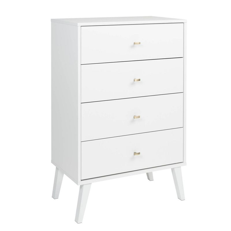 Mid-Century Modern 4 Drawer Chest White - Prepac
