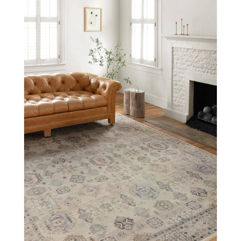 3'6"x5'6" Hathaway Rug Beige - Loloi Rugs: Traditional Medallion, Indoor Flat Pile, Polyester Canvas Backing