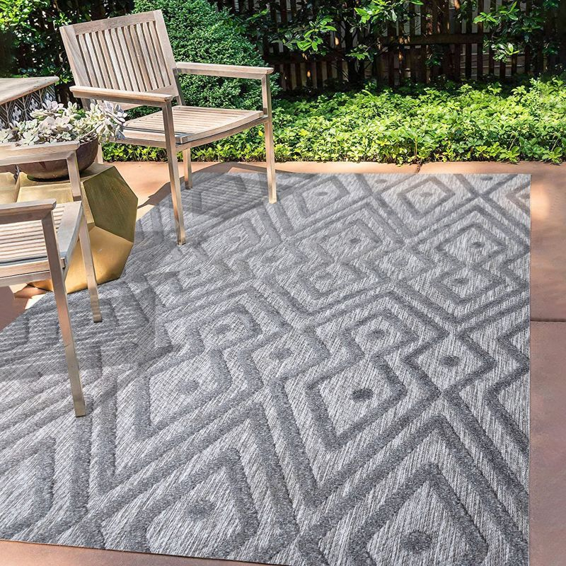 4'x6' Balansat Moroccan Diamond Indoor/Outdoor Area Rug, Dark Gray - JONATHAN Y