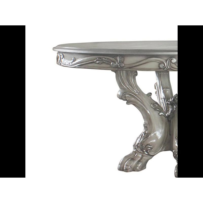 60" Dresden Dining Table Vintage Bone White - Acme Furniture: Wood Pedestal Base, Seats 4