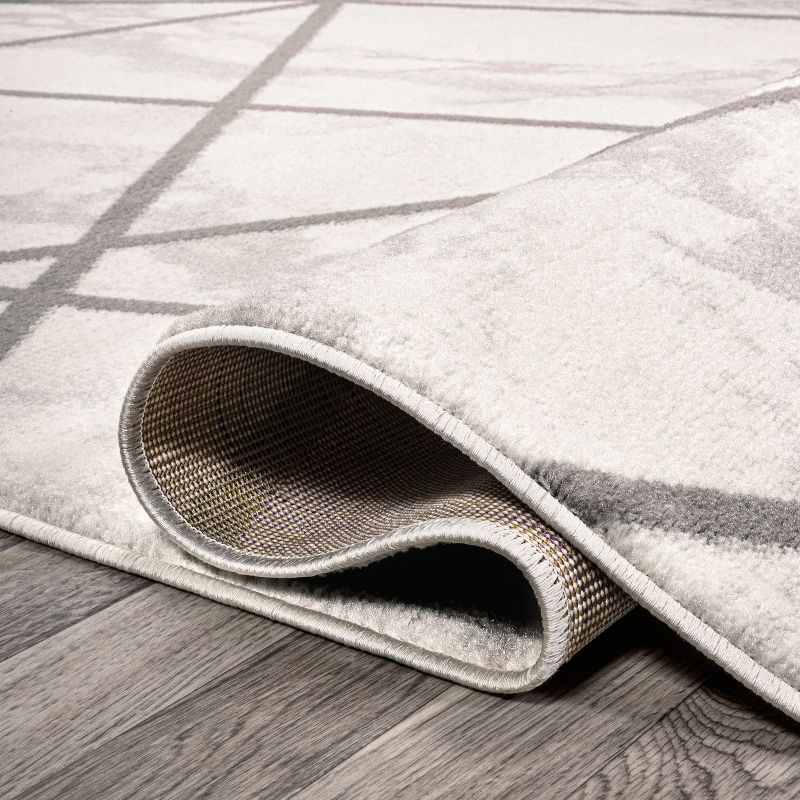 4' x 6' Patras Modern Geometric Marbled Area Rug, Ivory/Gray - JONATHAN Y