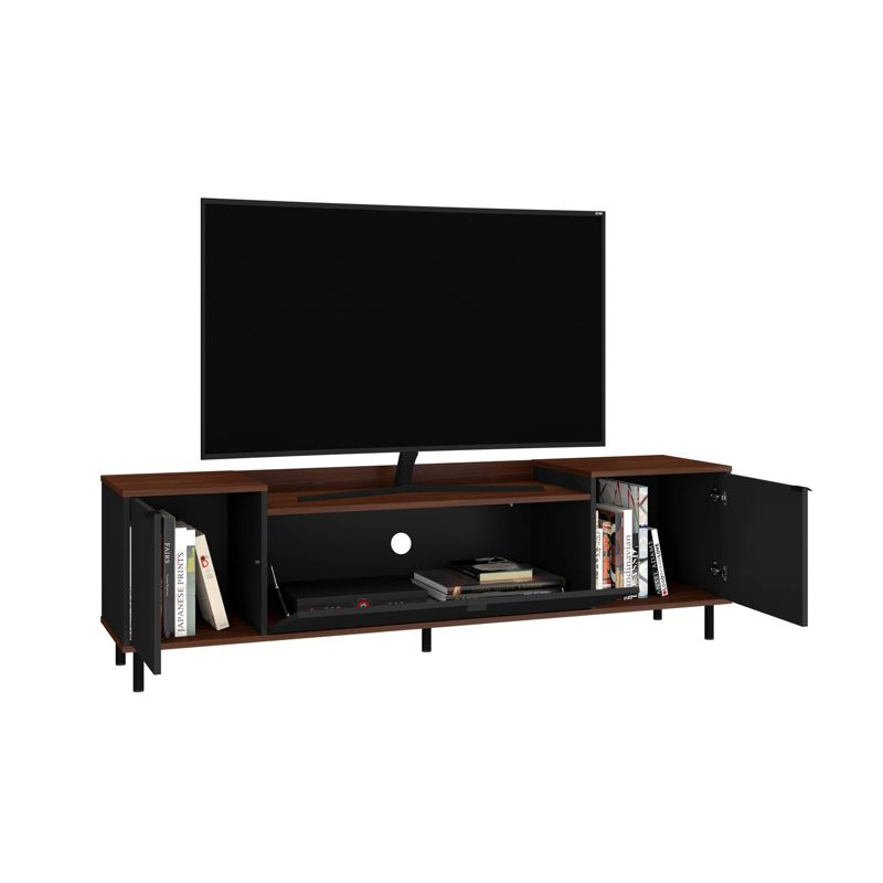 Mosholu TV Stand for TVs up to 60" Black/Nut Brown - Manhattan Comfort: Media Storage, Cable Management
